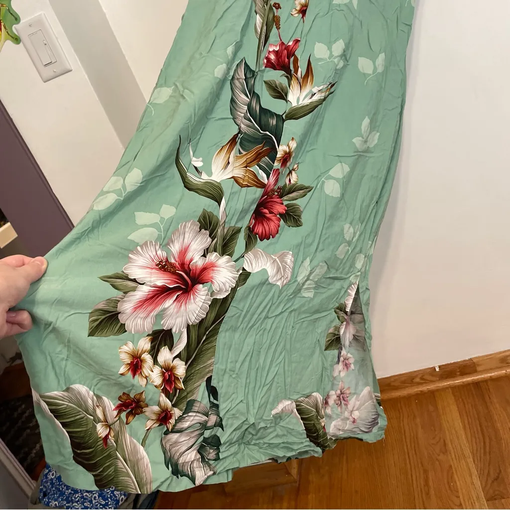 PARADISE BAY Plus Size Floral Bird of Paradise Long Dress Green Hawaiian Maxi - Image 16