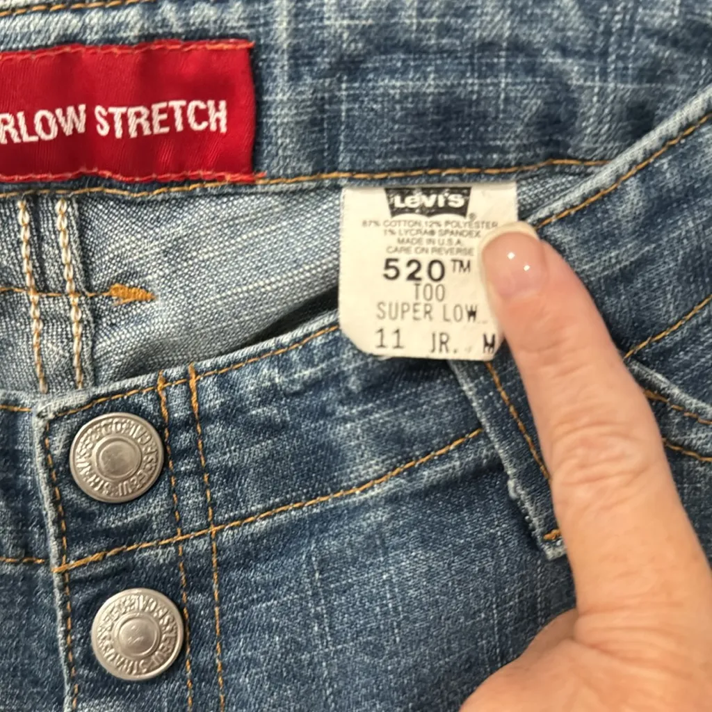 Levi’s Jeans 520 Too Superlow Stretch Flared Bootcut Y2K 00s Button Fly Denim - Image 3