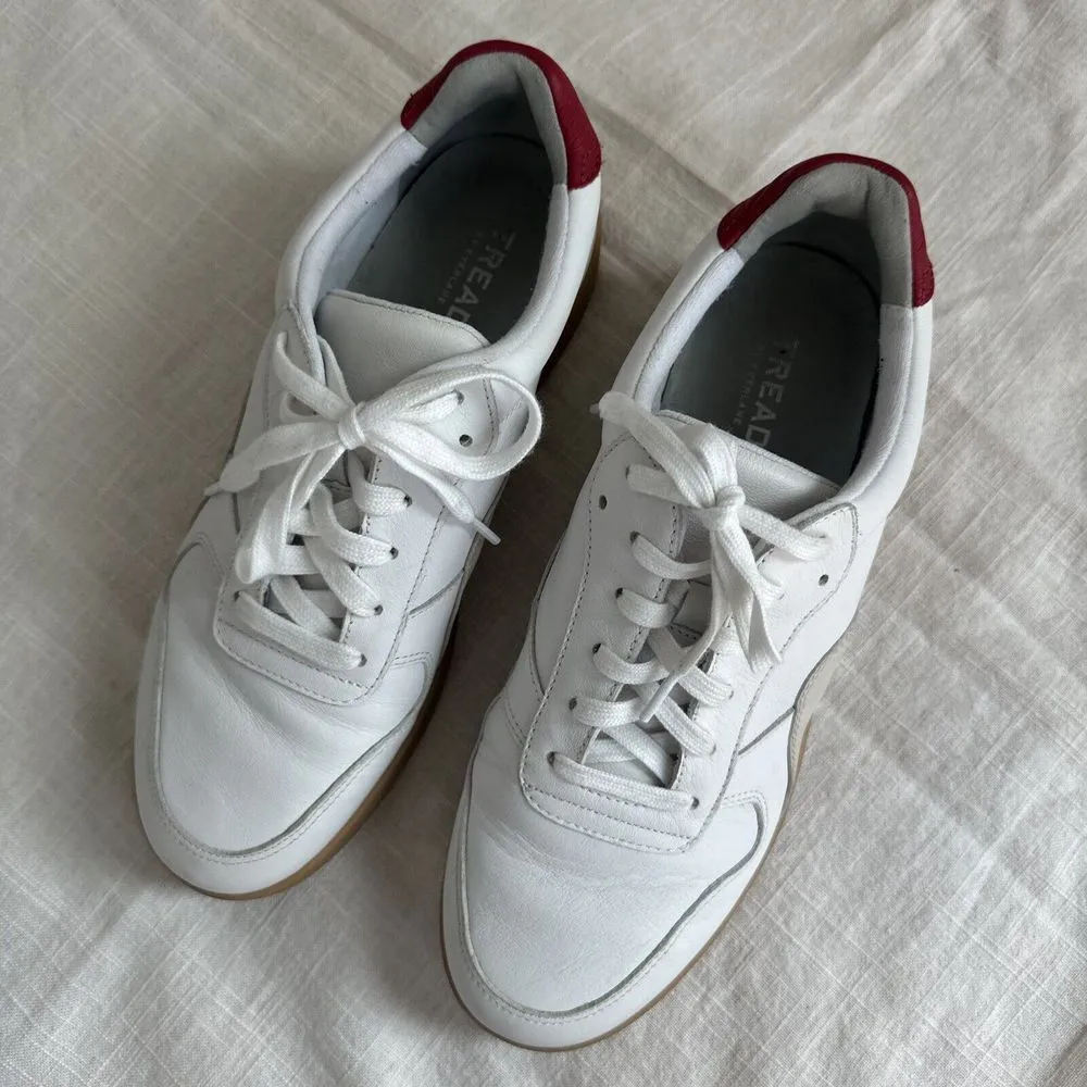 Tread‎ by Everlane Unisex Low Top Leather Athletic Sneakers White Red F9.5 M7.5 - Image 3