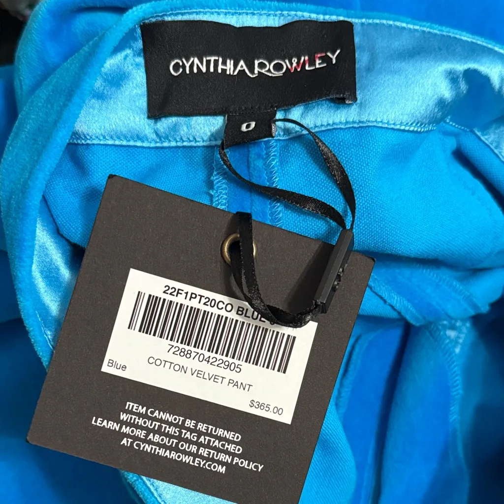 💖 NWT Cynthia Rowley Blue High Waisted Velvet Flare Pant - Image 5