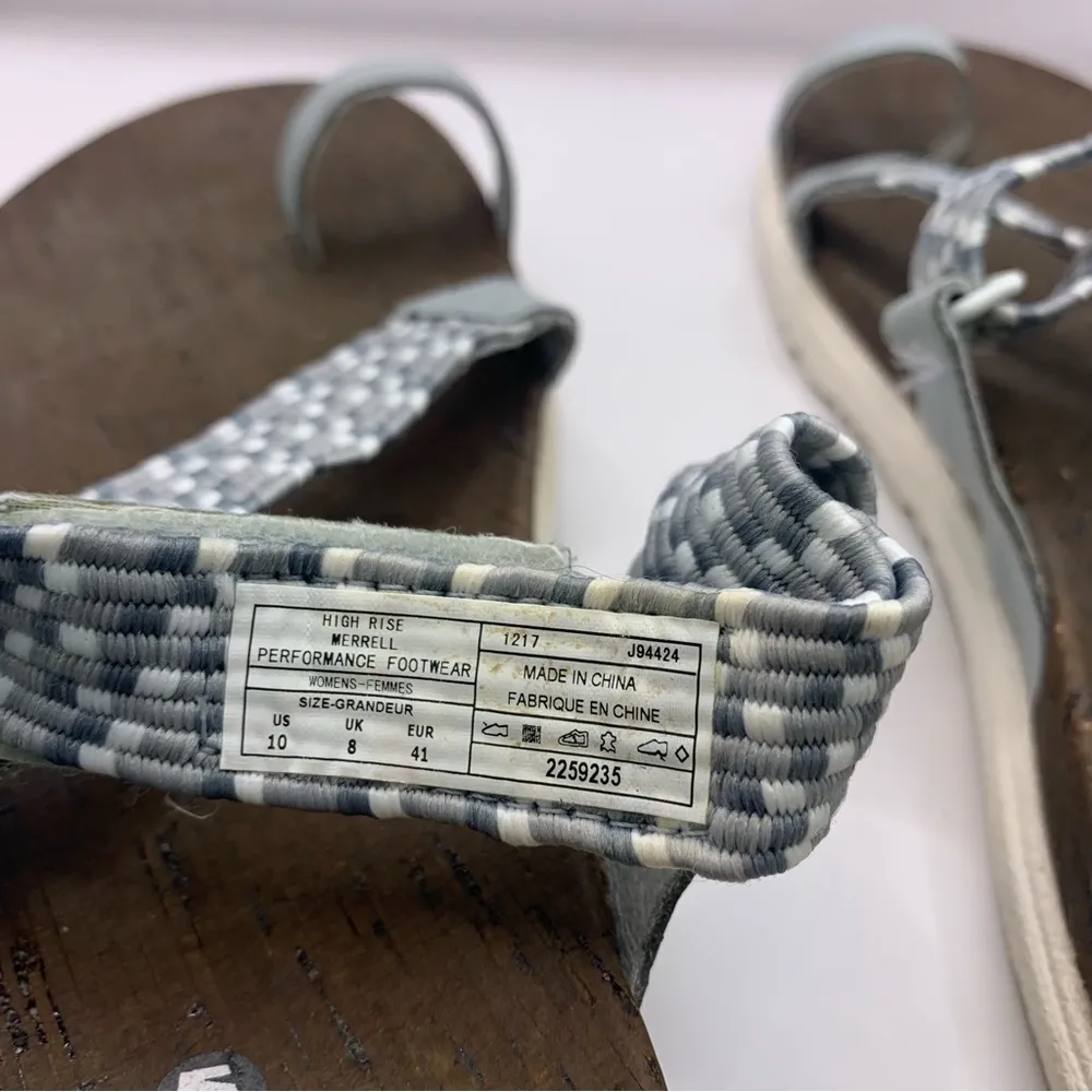 Merrell Sandals Women 10 High Rise Slip On Toe Ring  2255255 Strappy Gray Fabric - Image 5