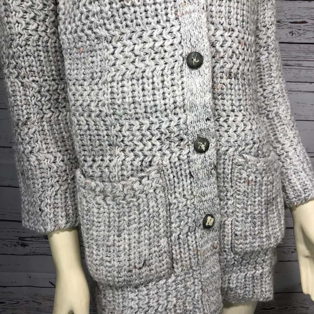 American Vintage Duet creations chunky knit gray flecked Cardigan size small - Image 6