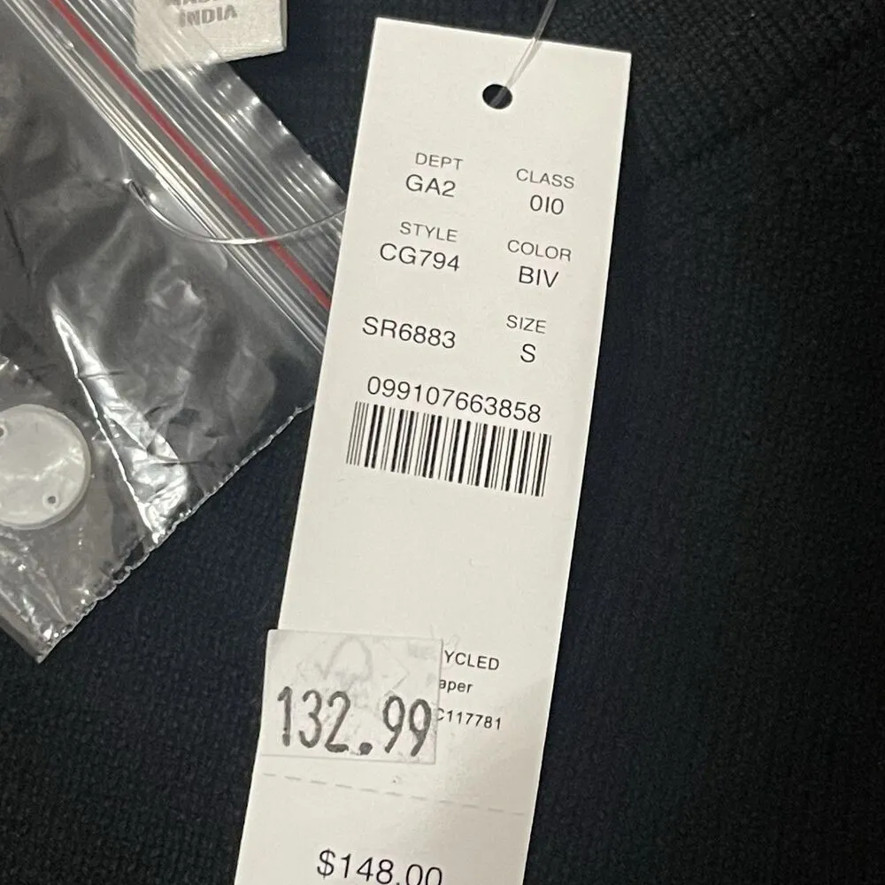 J.CREW. Embellished Sweater Shell Small‎ Black Cream NEW Mirrors Career CG794 - Image 8