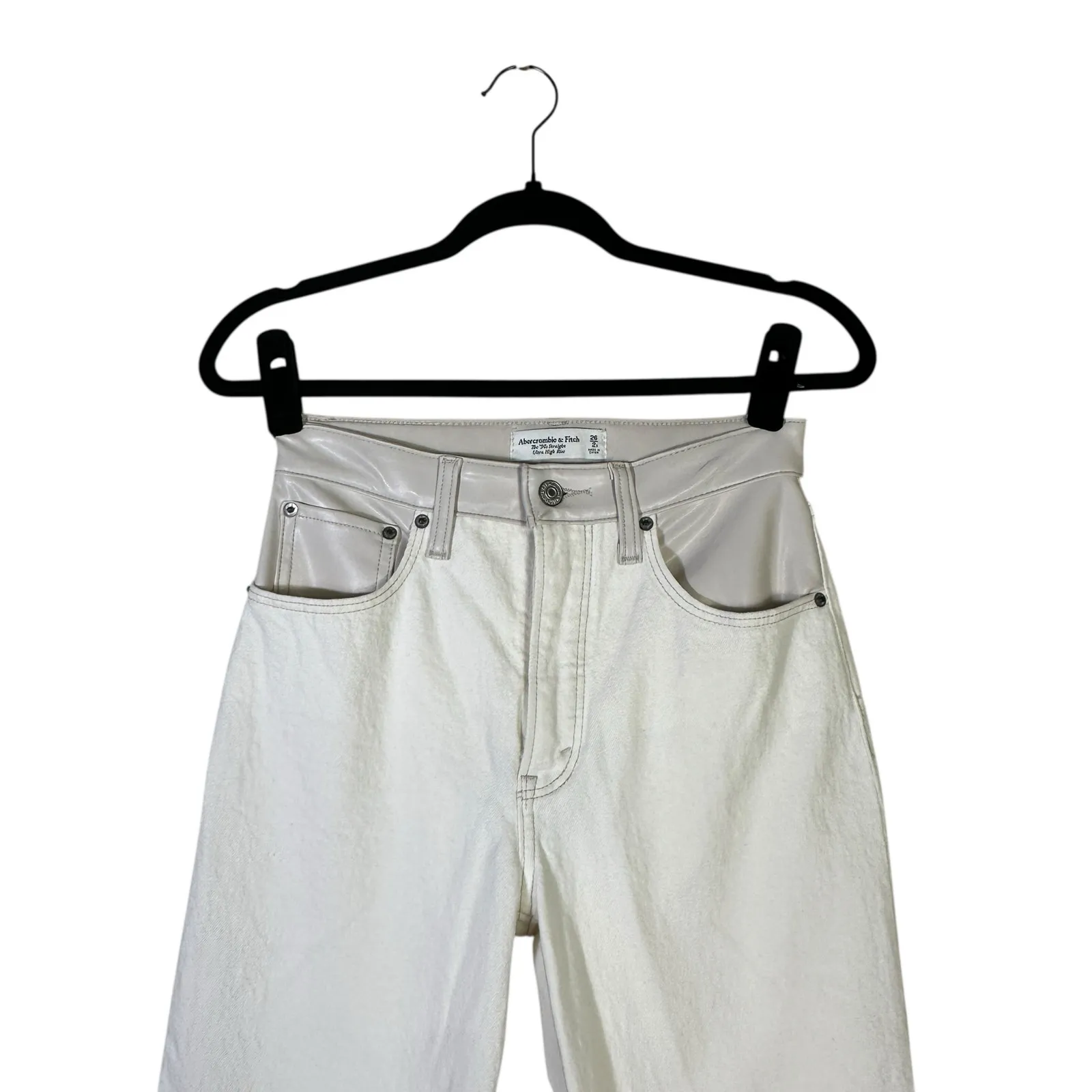 Abercrombie & Fitch 90s Straight Jeans Womens 2 White Ultra High Rise Y2K - Image 2