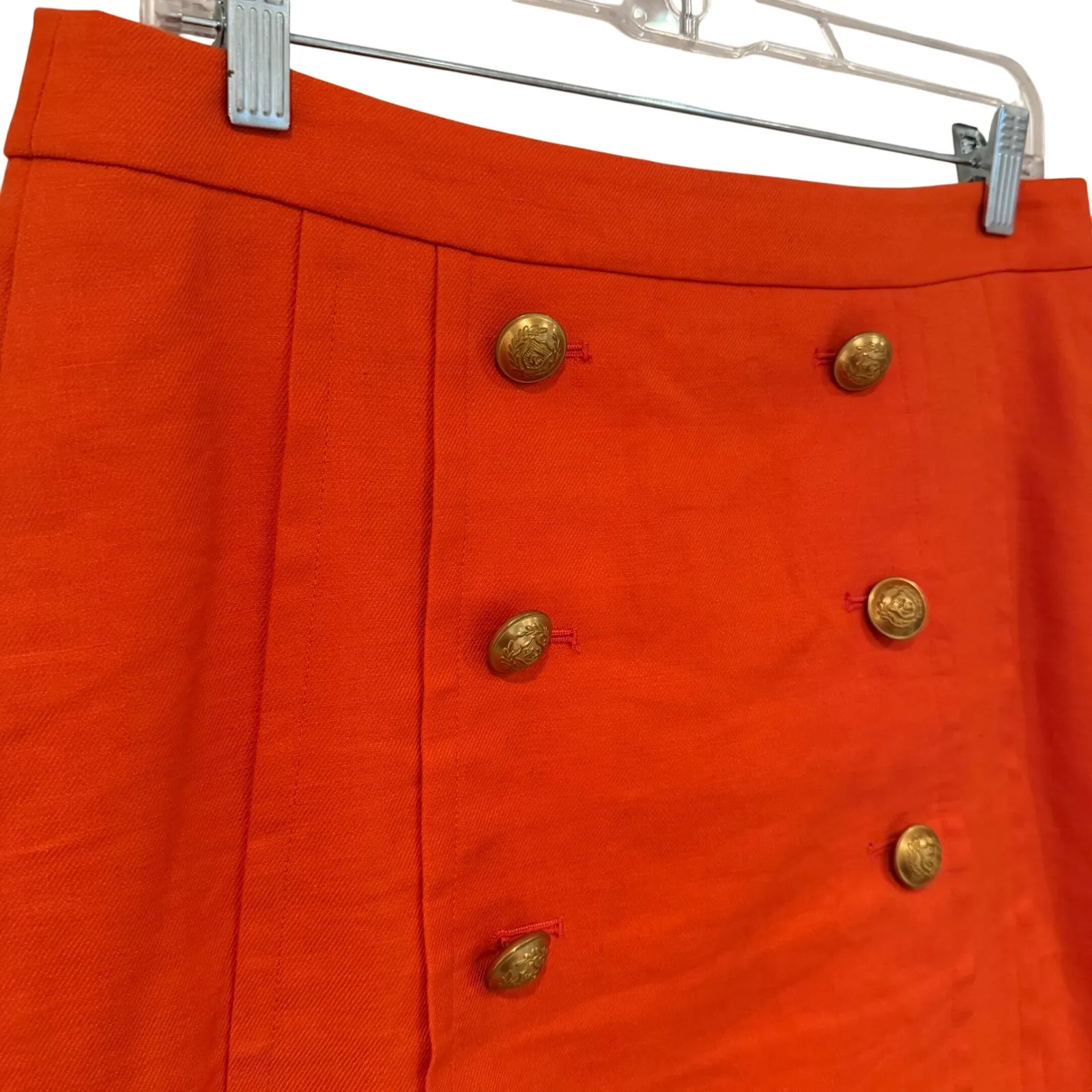 J. Crew A-Line Sailor Skirt Linen Blend Women's 12P Orange Preppy Classic Dainty - Image 2