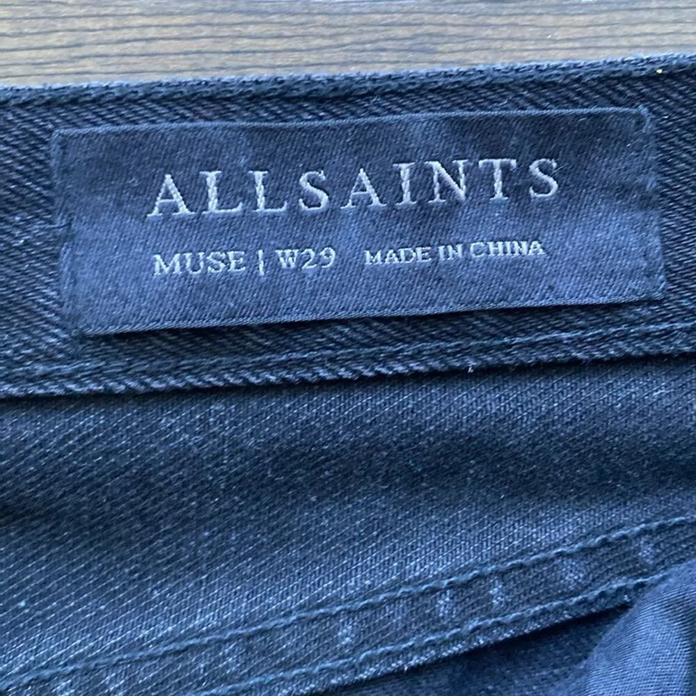 ALL SAINTS Jeans Womens Size 29 Black Distressed Muse Slim Destroyed - Image 3