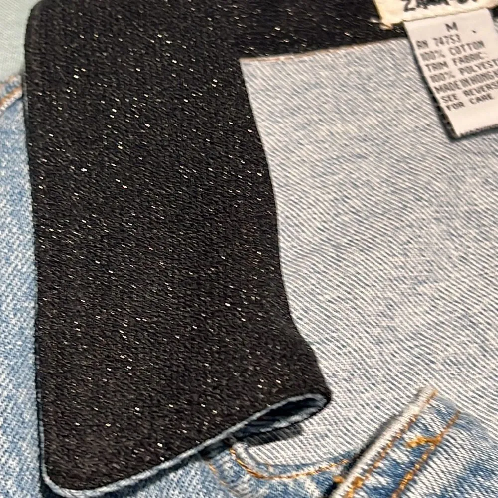 Zana di Cropped Biker Denim Jacket size Medium D40 - Image 5