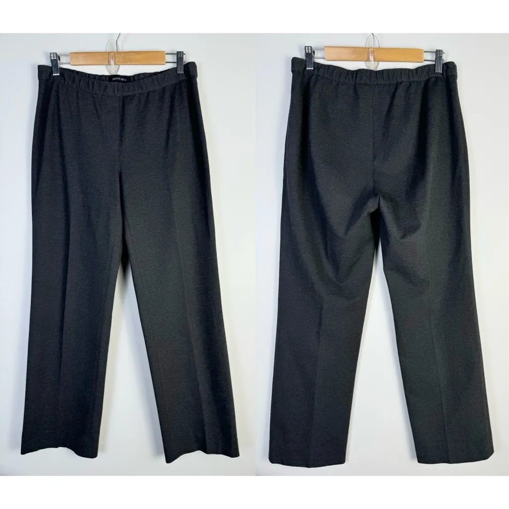 Lafayette 148 Italian Punto Milano Pant Charcoal Large Straight Leg Trouser Gray - Image 2