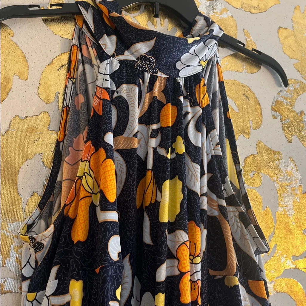 Lane Bryant Size 14/16 Blue Floral Butterfly High Neck Maxi Dress - Image 8