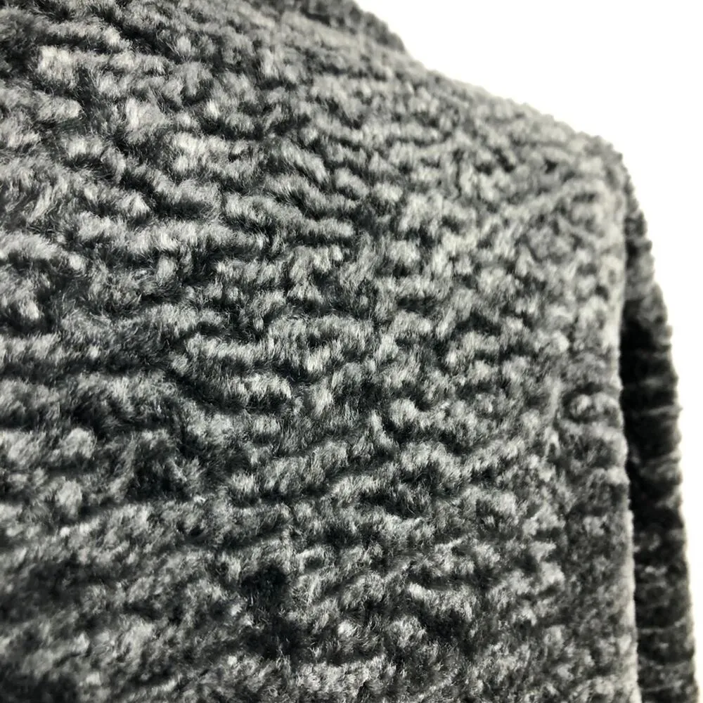 Lafayette 148 New York Faux Fur Jacket Gray Curly Persian Lamb Open Coat Medium - Image 12