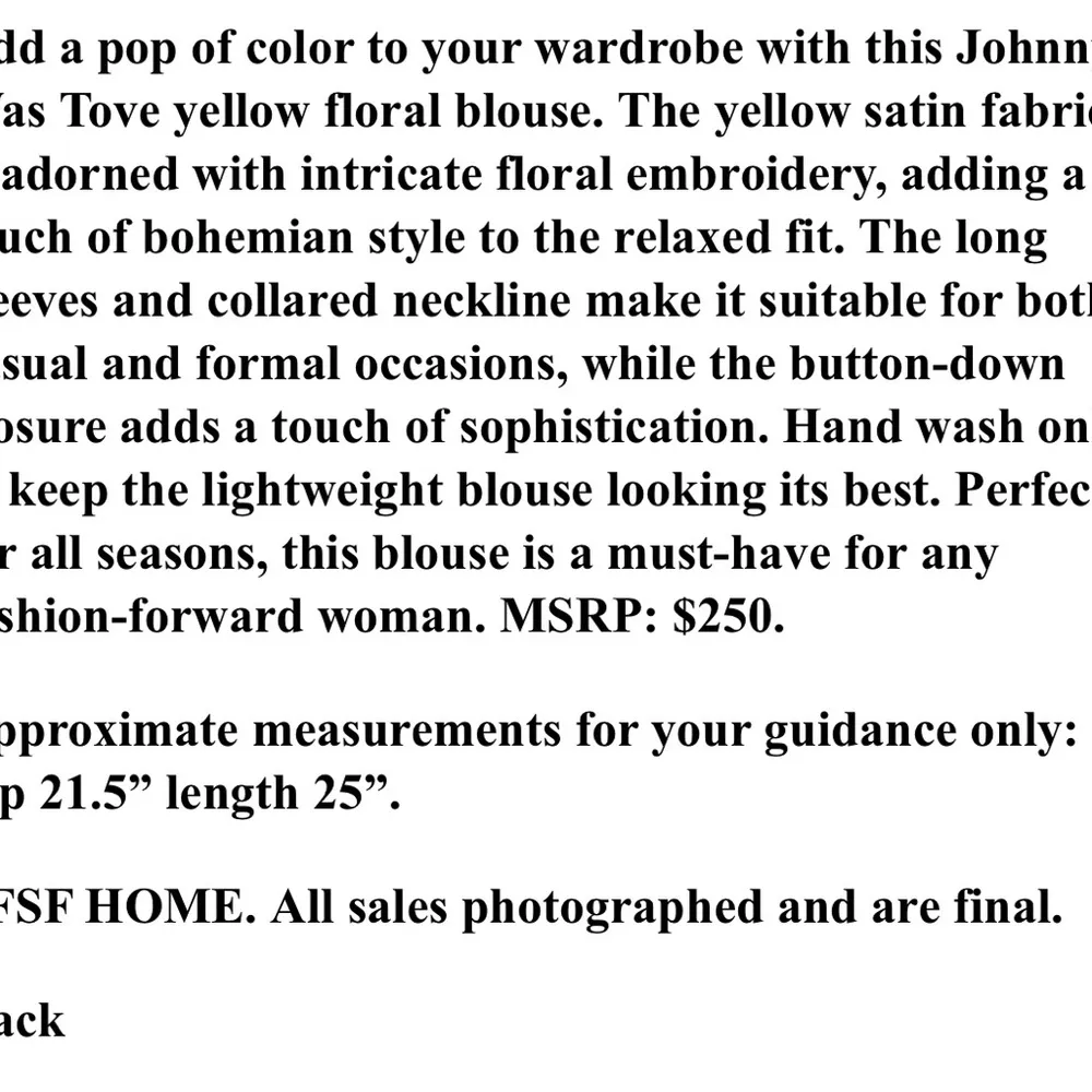 RARE Johnny Was Tove Tove Yellow Floral Embroidered Button Down BlouseSz S XC - Image 13