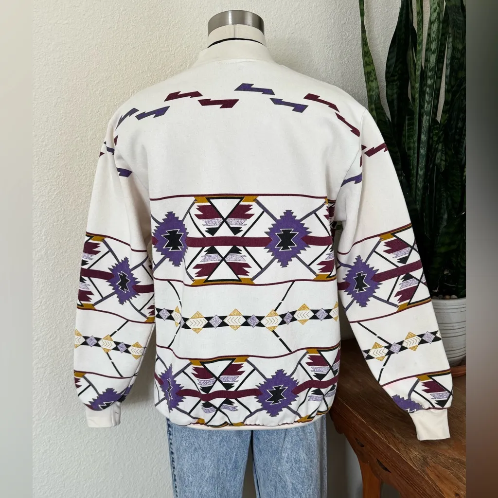 Vintage 1992 Art Unlimited Southwest Aztec Sweatshirt – Made in USA‎ medium Purple - Image 5