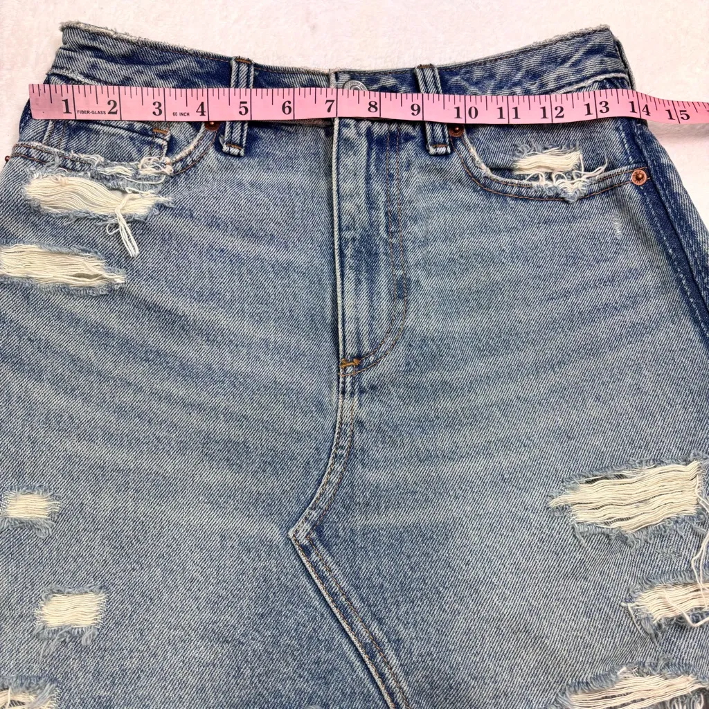 Abercrombie & Fitch Denim Skirt  Zoe Vintage A-Line Distressed Ripped‎ Size 26 - Image 3
