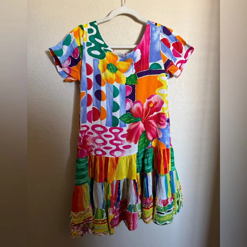 Vintage 90s Jams World Utopia Mini Dress Sz Small Bright Maximalism Floral‎ - Image 7