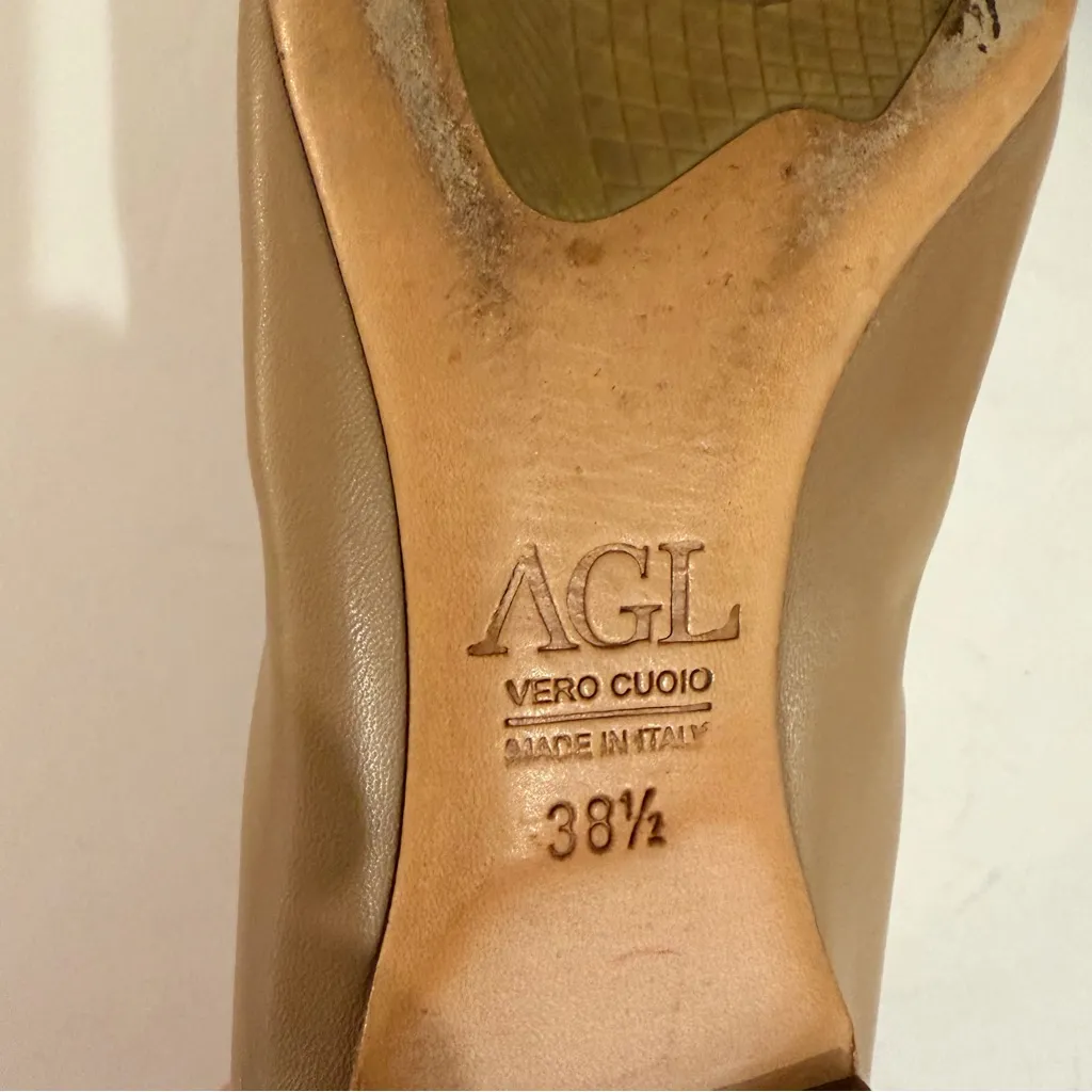 AGL Tan Leather Patent Cap Toe Buckle Slip On Ballet Flats Size 38.5 US 8.5 - Image 11