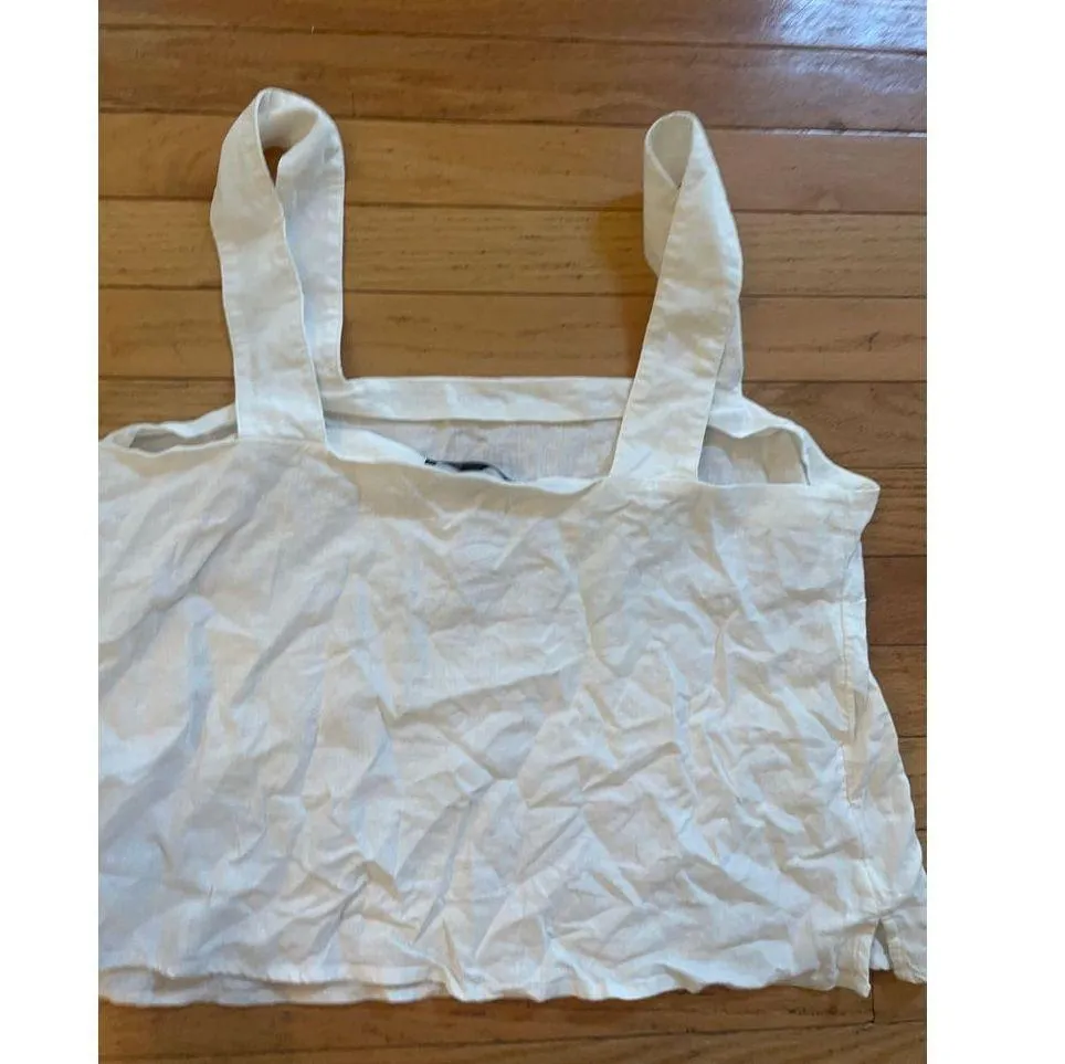 NWT Banana Republic cream linen‎ crop top size large - Image 5