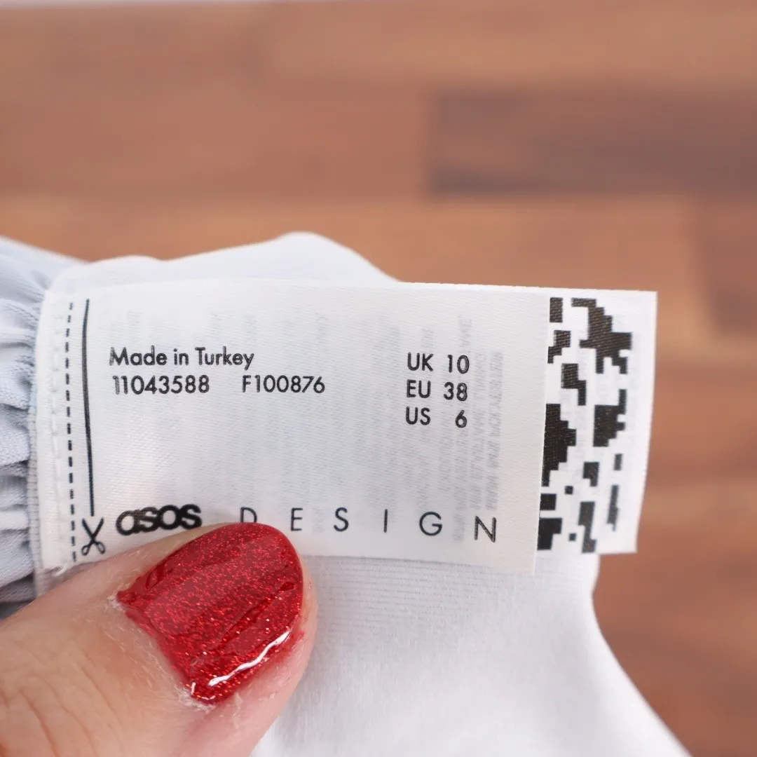 ASOS DESIGN Navy Polka Dot Ruffle Bikini Bottoms Swimsuit Size US 6 Blue - Image 2