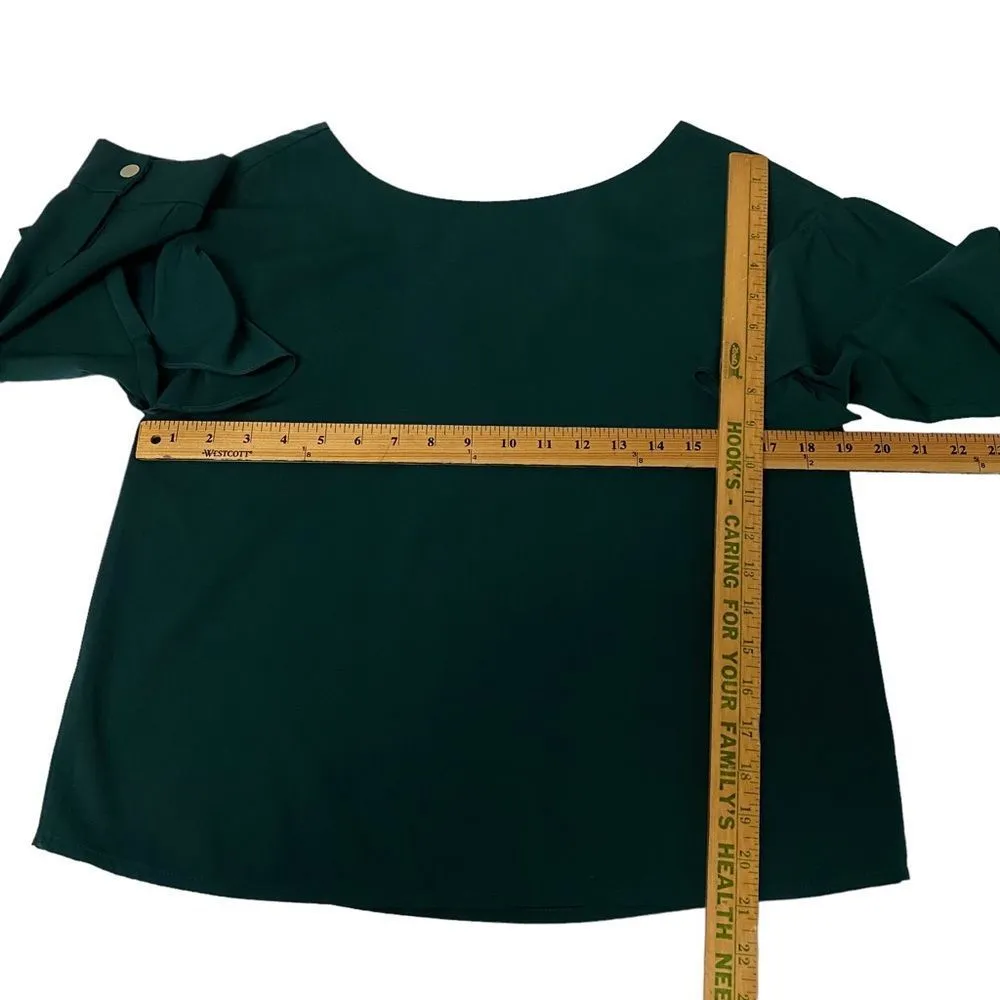 Women's J.O. A Ruffle Sleeve Top Green  Small - Image 16