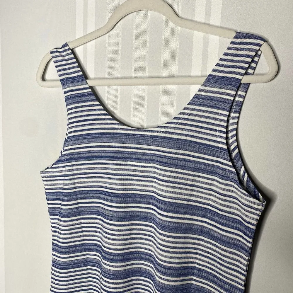Lysse Mulholland Striped Sleeveless Knit Midi Tank Dress Blue White Large - Image 9