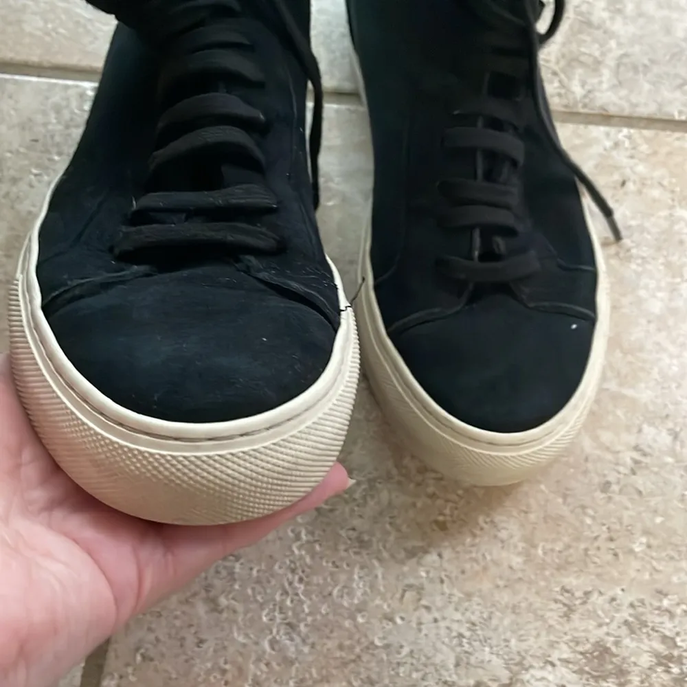 Common Projects Tournament Suede and Shearling High Top Sneakers Black Size 5 - Image 6