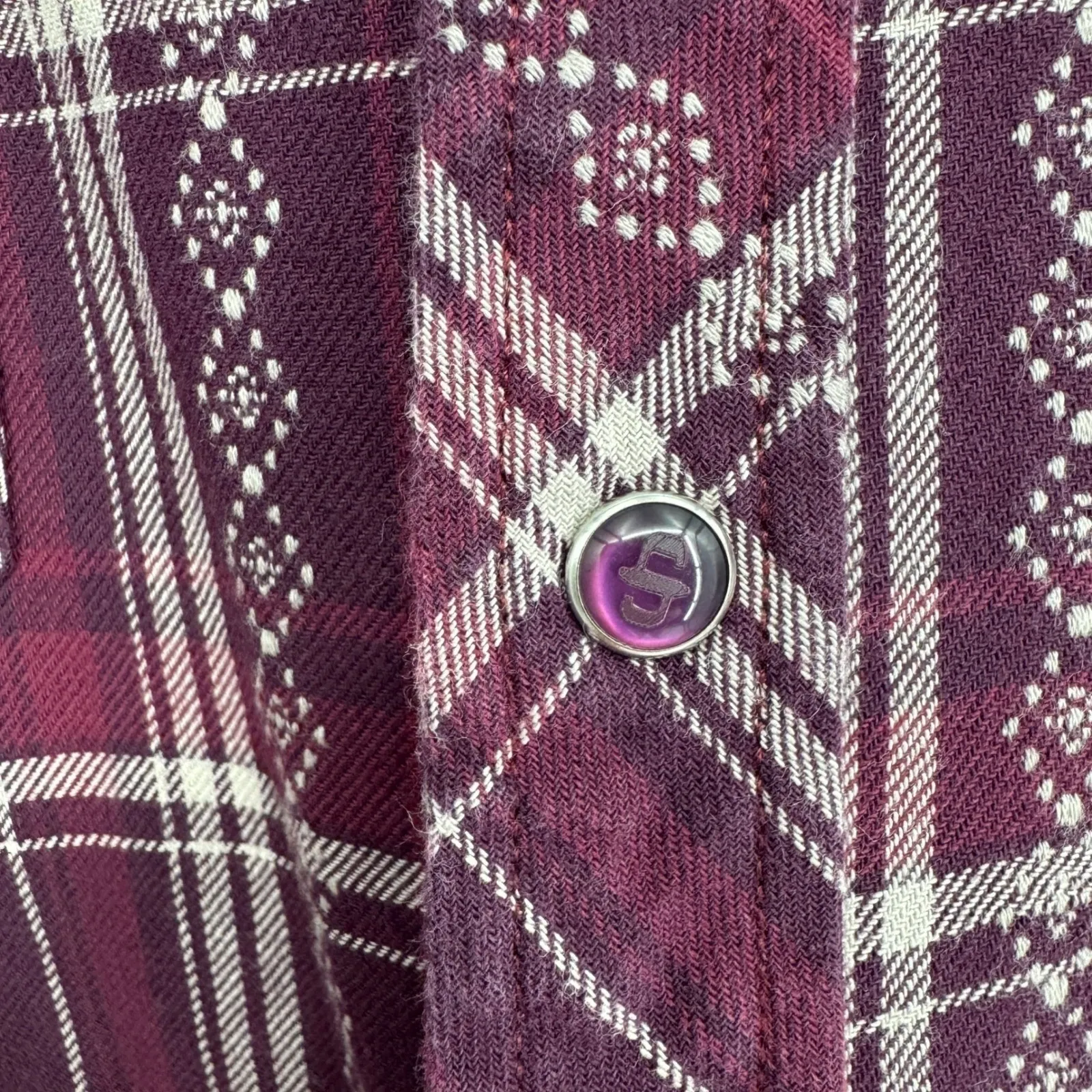 Stetson Plaid Western Shirt Womens 2XL Purple Snap Front Cotton Rodeo‎ Cowgirl - Image 5