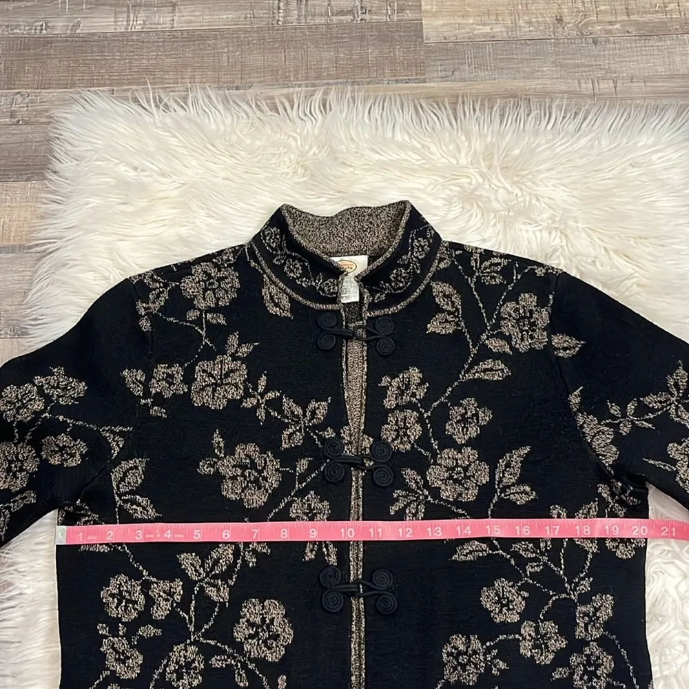 merino wool floral cardigan sweater M - Image 5