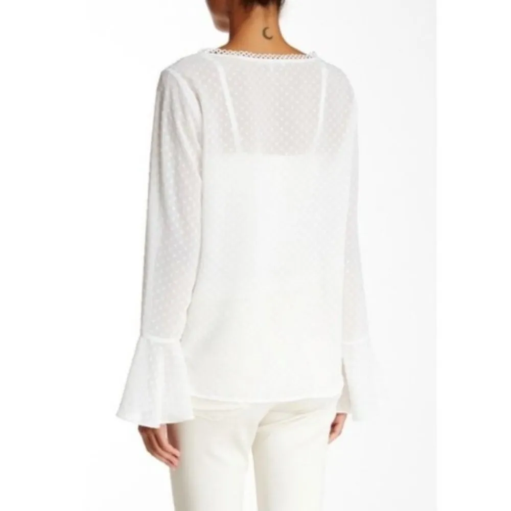 Lucy Paris Blouse S NWT Swiss Polka Dot Sheer Pink - Image 6