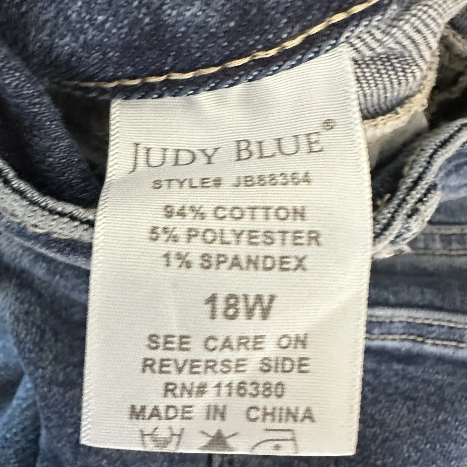 Judy Blue Skinny Fit High Waist Front Yoke‎ JB88364 Plus Size 18W Blue Jeans - Image 8