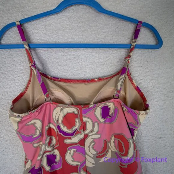 Garnet Hill One Piece Swimsuit‎ floral print, pink purple, women size 8 - Image 6