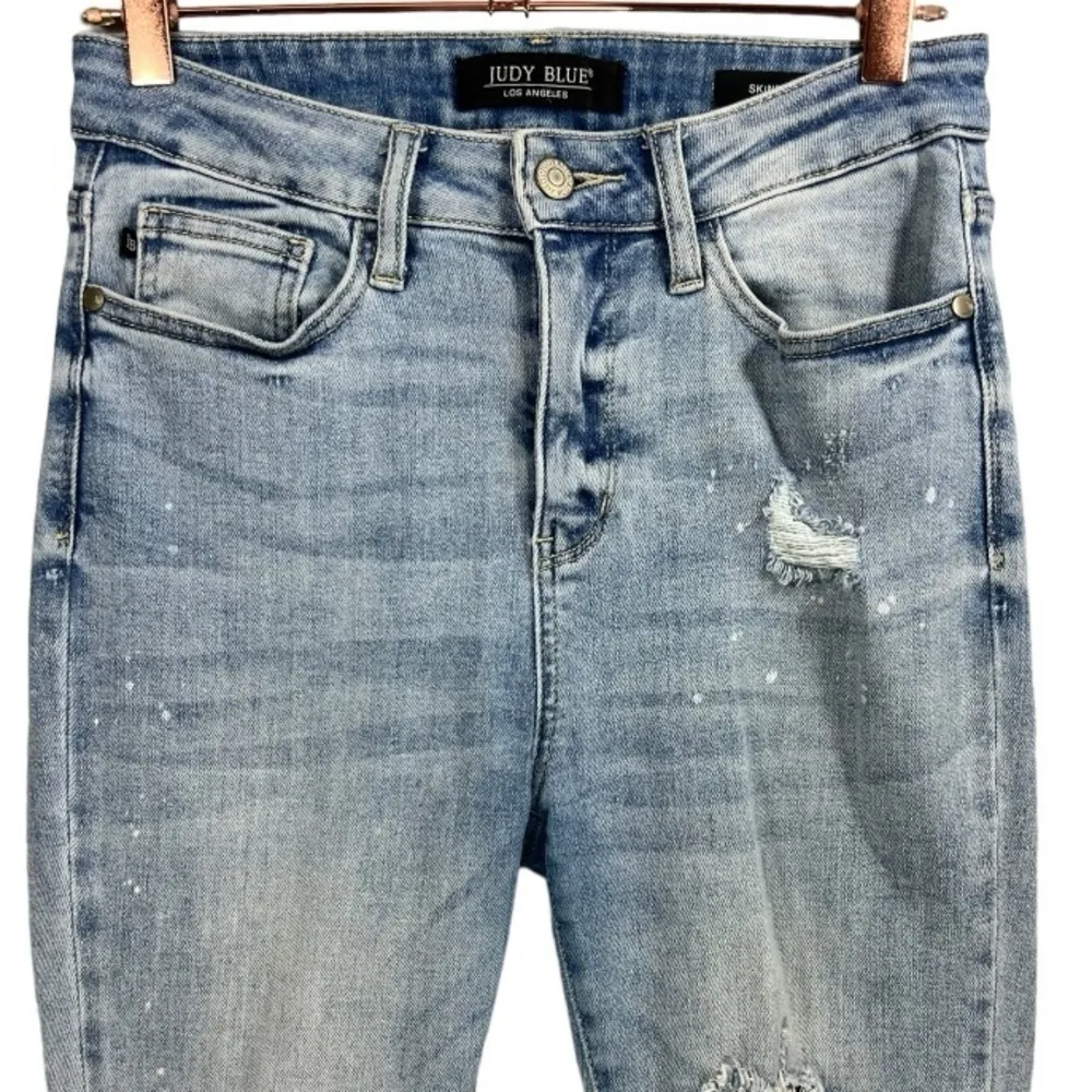 Judy Blue High‎ Rise Distressed Skinny Jeans Size 27 Denim Casual Stretchy Comfy - Image 7