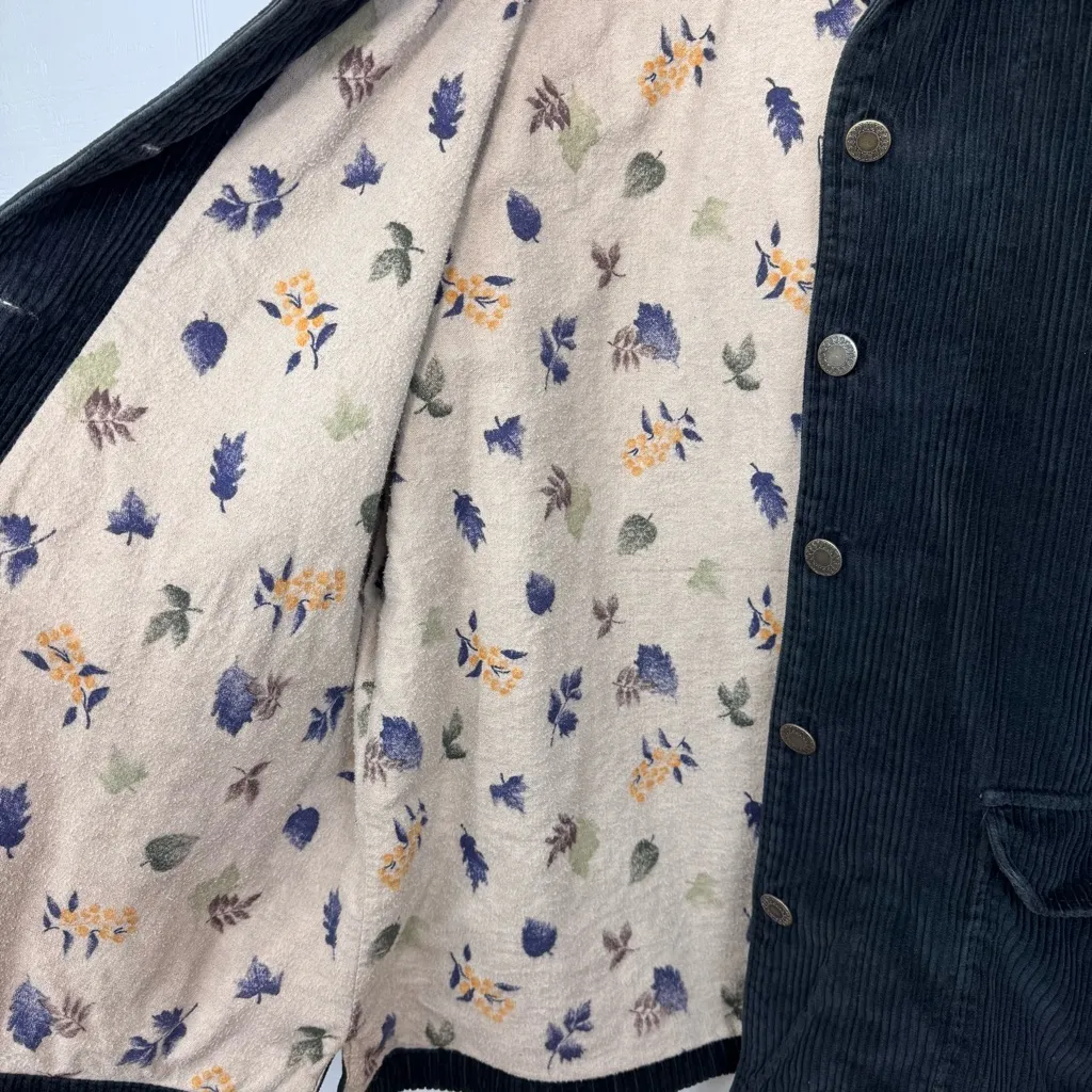 Vintage Faded Glory Black Corduroy Barn Work Jacket Insulated Blanket Lined L - Image 5