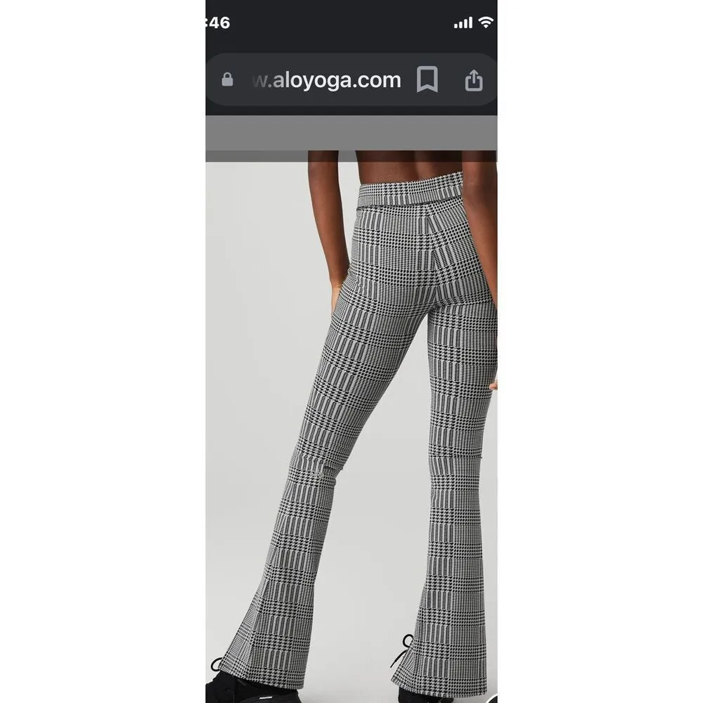 Alo Yoga Jacquard High-Waist Glenplaid Flutter Legging‎ Size Large Black - Image 4