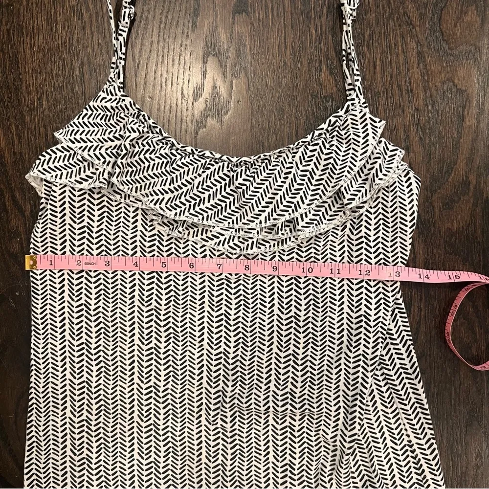 LOFT Black and White Ruffled Sleeveless Camisole - Image 4