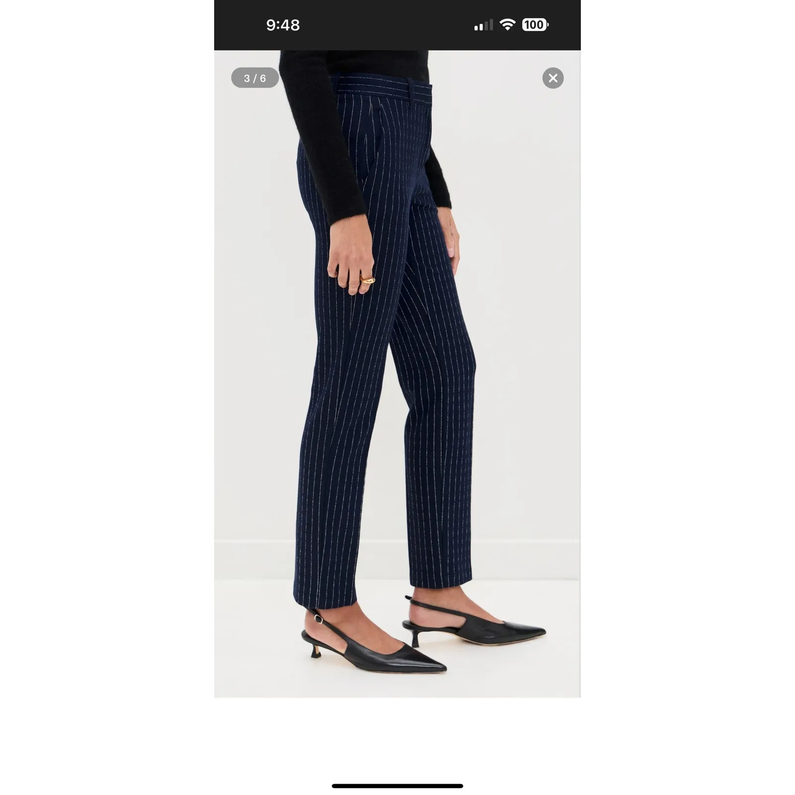 Theory NWT womens 6 Navy & white Traceable Wool pinstriped Cropped Pants - Image 12