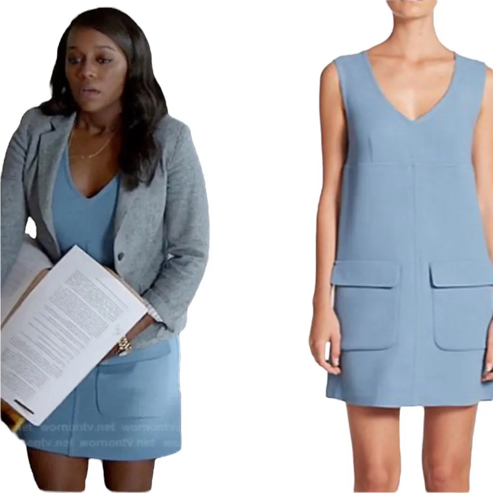 Wool Blend Parosh Blue Sleeveless Pocket Front Zip Back Imported Mini Dress S - Image 9