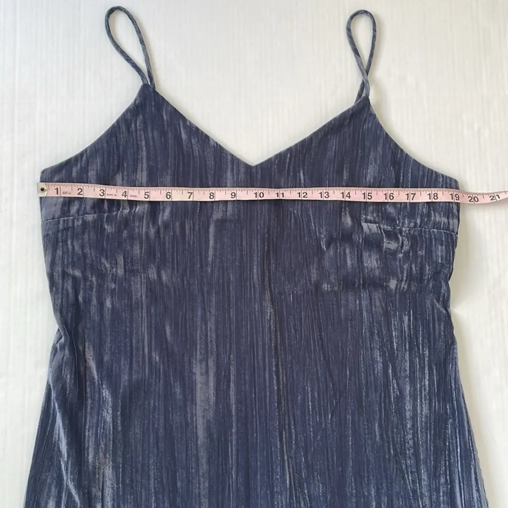 Elodie V-Neck Velvet Cami Dress in Blue Slate Blueish Gray Large - Image 14