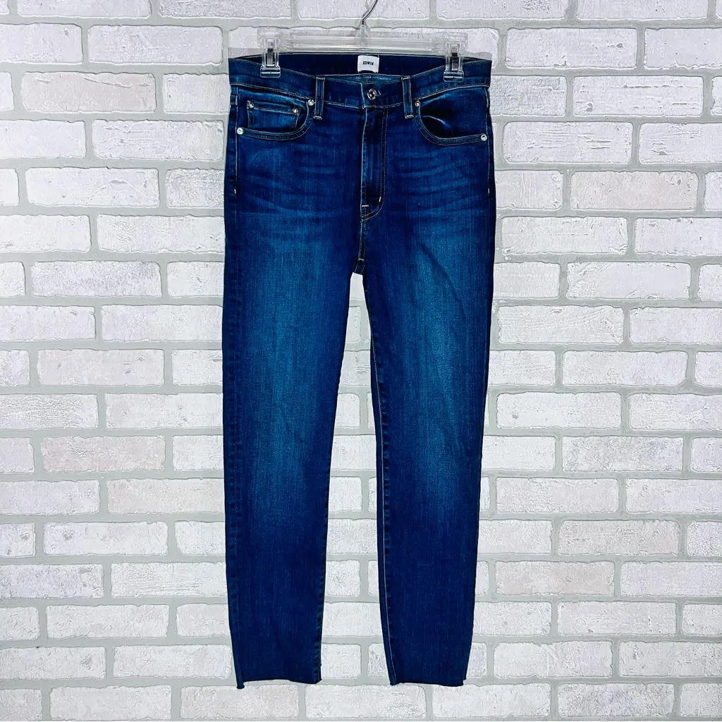 Edwin Bree Midrise Straight Raw Hem Deja Blue Wash Jeans Size 28 - Image 5
