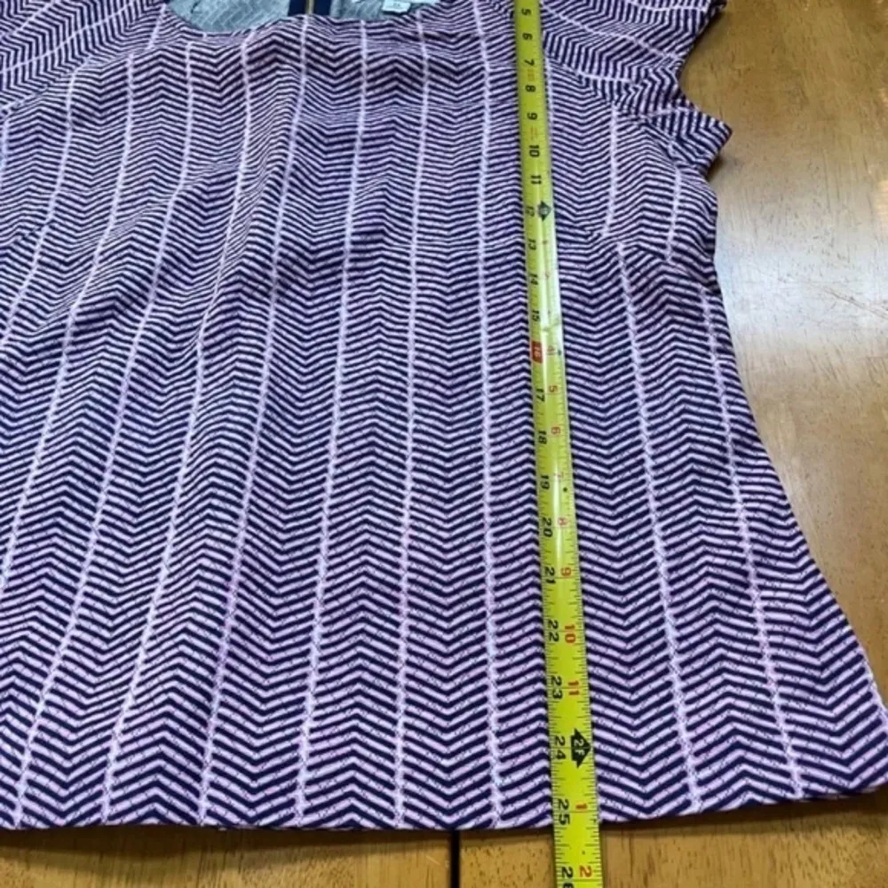 Southern Tide Pink Navy Crop Top Blouse Shirt Cotton Cap Sleeve Back Zip, Size L - Image 9