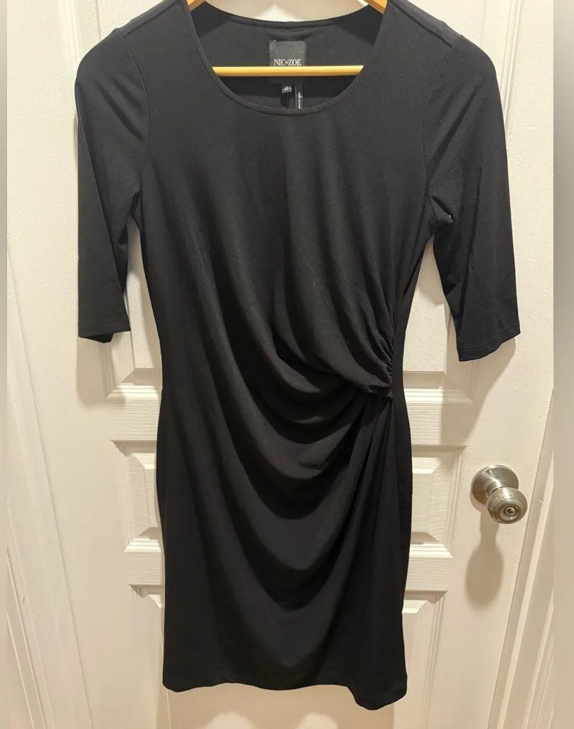 NIC & ZOE BLACK 3/4 SLEEVE DRESS sz XS - Image 4