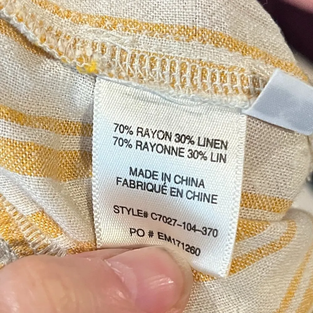 Anthropologie Cloth & Stone striped linen blend pull on crops - Image 5