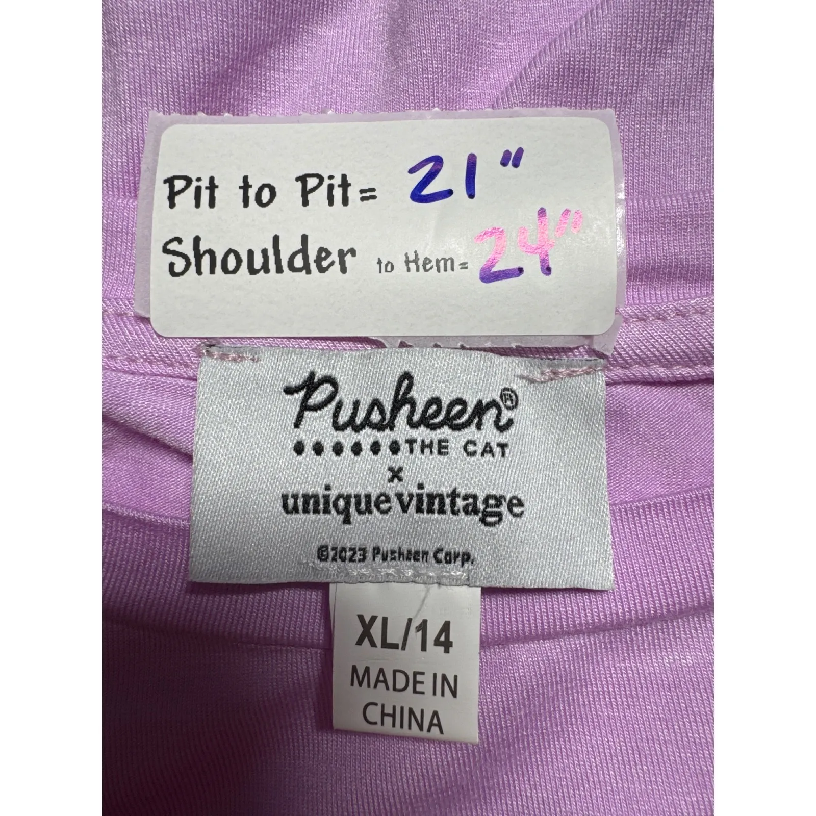Pusheen The Cat x‎ Unique Vintage Purple Graphic T-Shirt Womens XL/14 NWT - Image 3