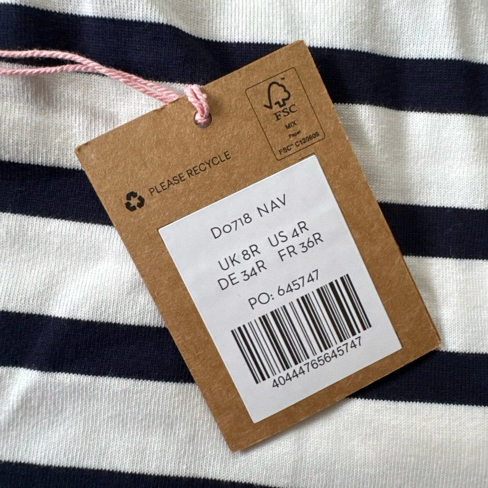 NWT Boden Womens 4R Striped Blue White Long Sleeve Mini T - Image 4