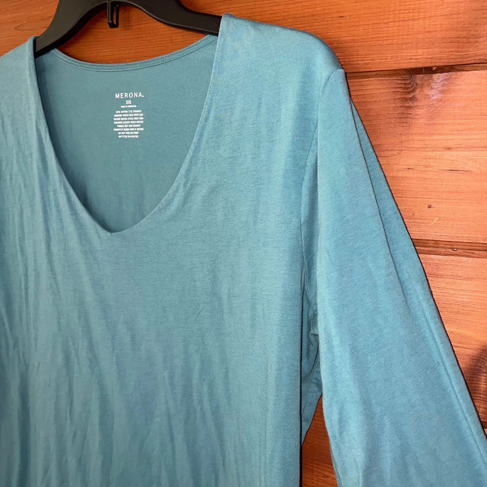 Merona Blue 3/4 Sleeve Top Shirt XXL - Image 2