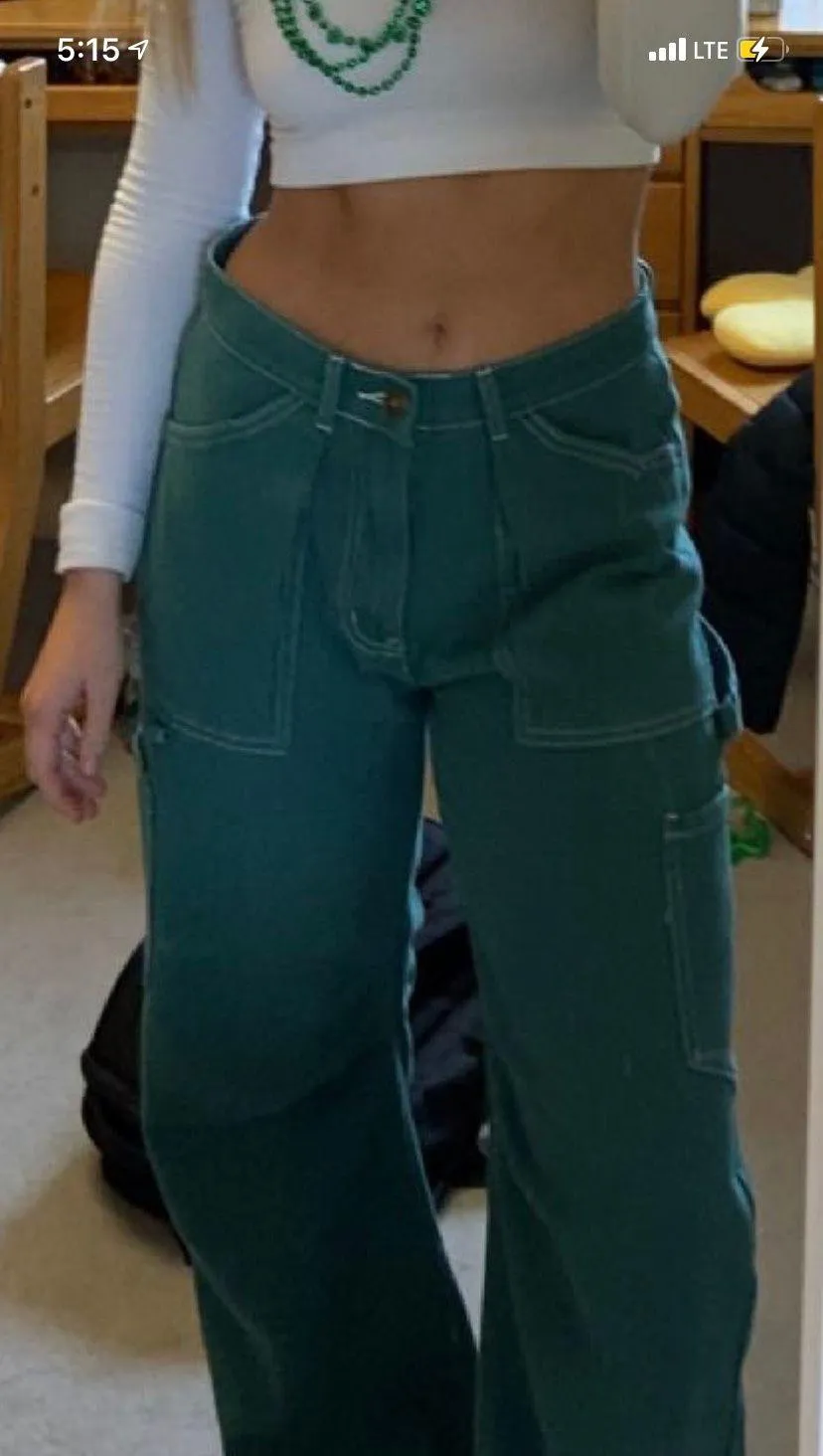 LIONESS Miami Vice Green Cargo Pants - Image 2