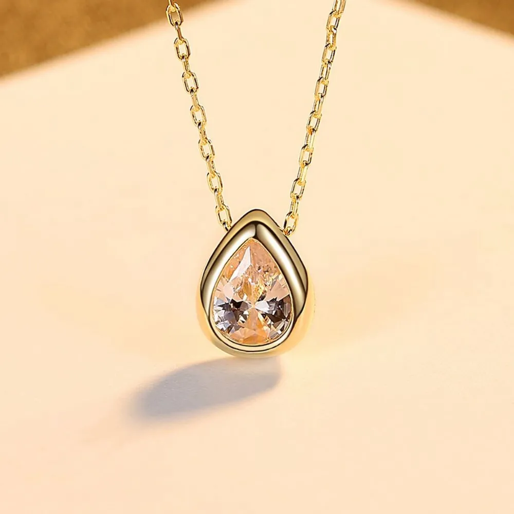 Gold‎ Filled S925 Oval Simulated Diamond Necklace, 16-18" - Image 9