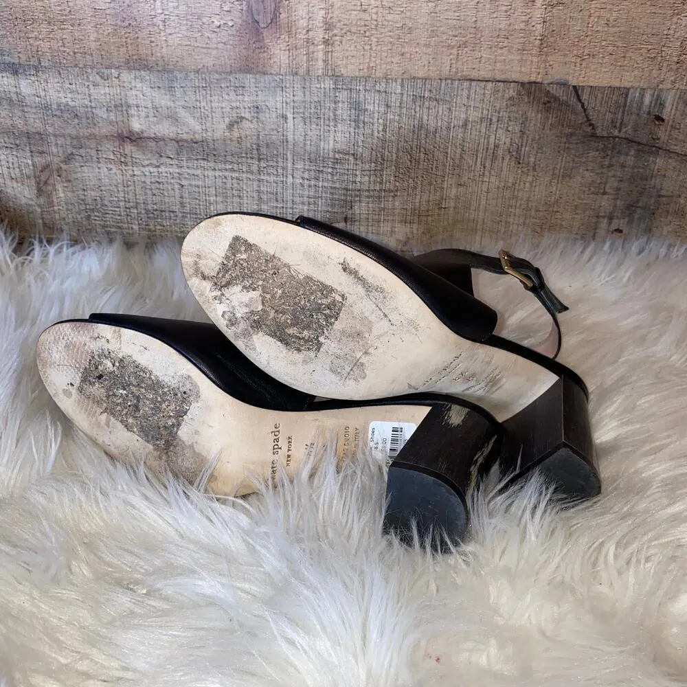 Kate Spade Black Leather Heels Booties Size 8.5 - Image 10