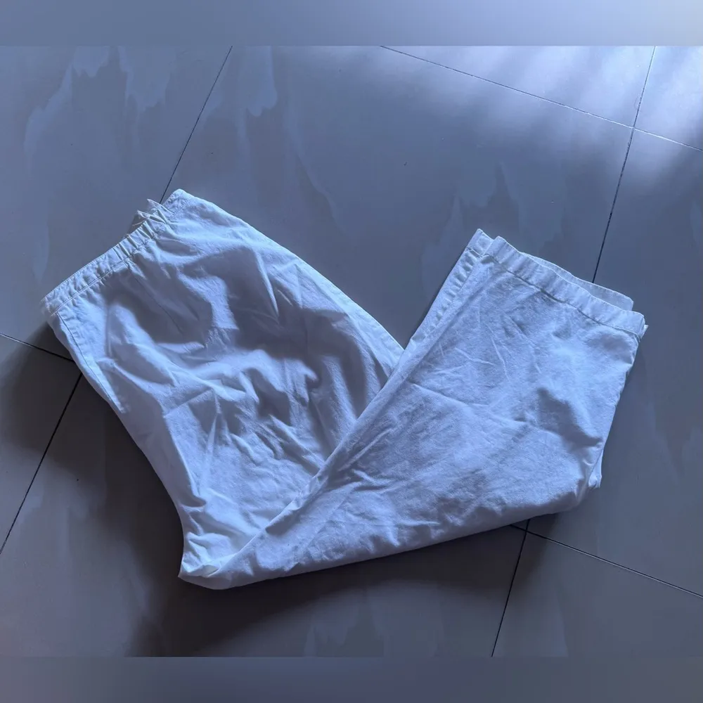 EILEEN FISHER Pants  Cotton Stretch Twill Wide Cropped Side Zip White Size M - Image 14