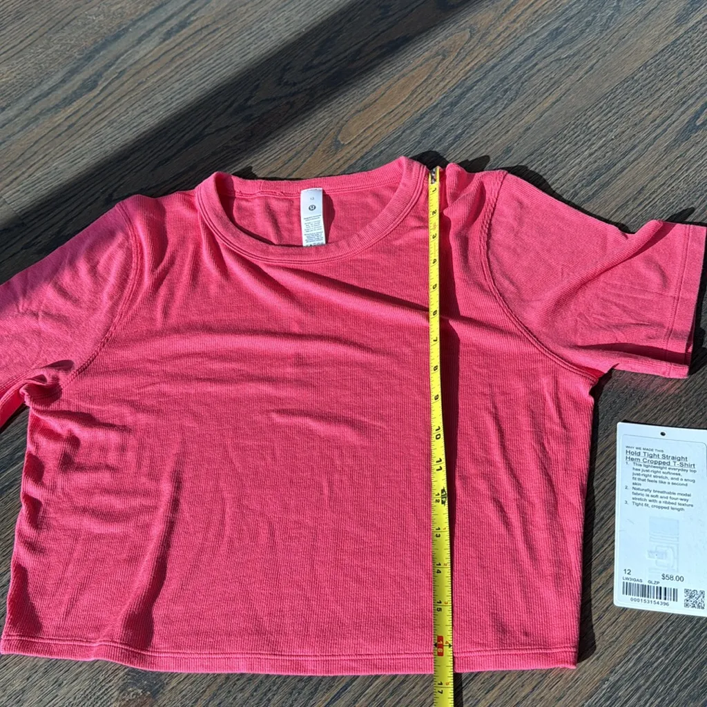 Lululemon Hold Tight Straight-Hem Cropped T-Shirt Glaze Pink size 12 NWT - Image 12