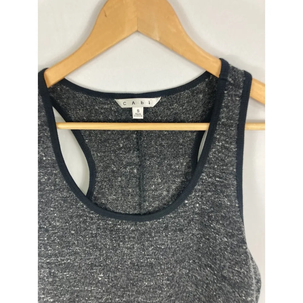 CAbi Glee Sweater Tank Gray Grey Charcoal Black Trim Heathered Shirt Small - Image 3