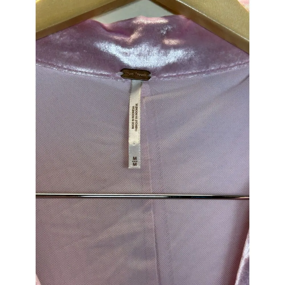 Free People Women's Size Medium Pink Shayla Velvet Mini Dress Long Sleeve EUC - Image 4